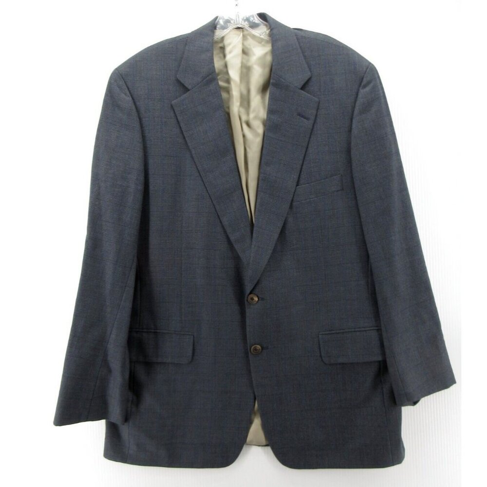 VINTAGE Paul Stuart Sport Coat 43 Long Blazer Houndstooth Wool Cashmere